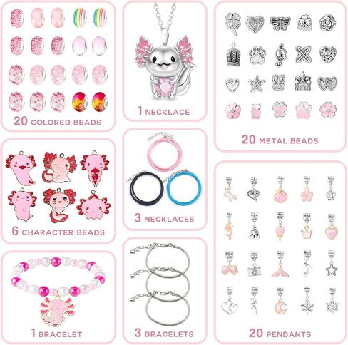 مجموعة صنع الأساور الساحرة من Rinziigo Axolotl Kawaii، مستلزمات صناعة المجوهرات الكرتونية، مجموعة هدايا حرفية لطيفة للمرأة in Kuwait