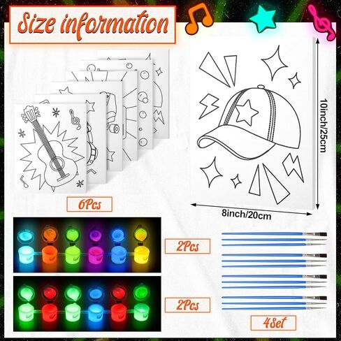 مجموعة طلاء قماش مرسومة مسبقًا من Maitys 22 قطعة، 6 مجموعات مع طلاء يتوهج في الظلام مقاس 8 × 10 بوصة، هدية قماشية مرسومة مسبقًا للبالغين لهدايا عيد الحب DIY وحفلات المواعدة للبالغين (سيدة) in Kuwait