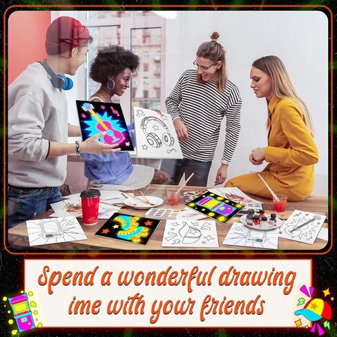 مجموعة طلاء قماش مرسومة مسبقًا من Maitys 22 قطعة، 6 مجموعات مع طلاء يتوهج في الظلام مقاس 8 × 10 بوصة، هدية قماشية مرسومة مسبقًا للبالغين لهدايا عيد الحب DIY وحفلات المواعدة للبالغين (سيدة) in Kuwait