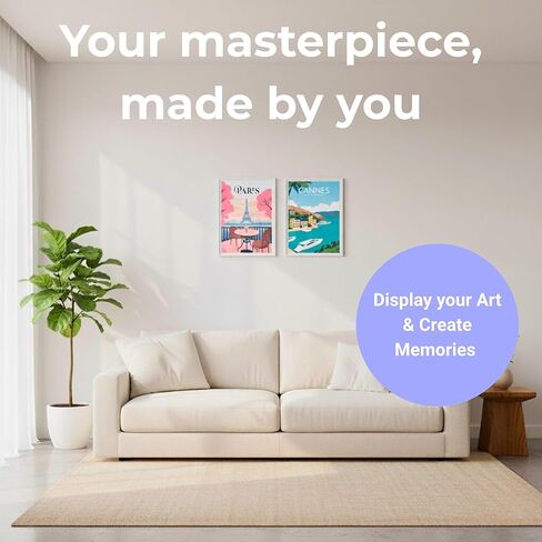 KEYBREE Paint and Sip Kit for Adults by Numbers – 2 Stretched Pre-Drawn Canvases, Wooden Easels, Acrylic Paints, Brushes, Palettes, Aprons & Table Cover | Couples Painting Kit, Perfect for Date Night in Saudi Arabia
