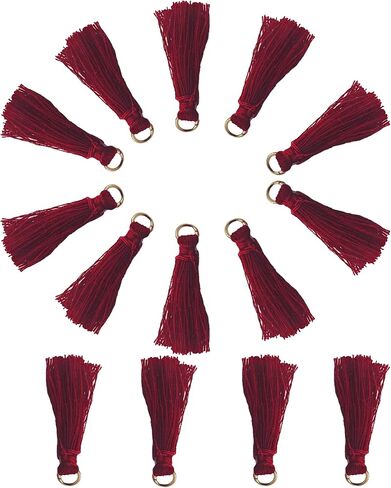 pson 110Pcs Burgundy Mini Crafting Tassels with Golden Jump Ring, 3cm/1.18" Tiny Tassels for Jewelry Making, Earring Accessories, DIY Crafts, Decorations in Saudi Arabia