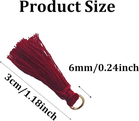 pson 110Pcs Burgundy Mini Crafting Tassels with Golden Jump Ring, 3cm/1.18" Tiny Tassels for Jewelry Making, Earring Accessories, DIY Crafts, Decorations in Saudi Arabia
