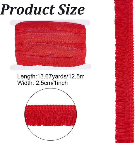 13.67 Yards Tassel Trim Sewing Accessory Red Lace Trim Ribbon 1 Inch Fabric Lace Trims Ribbon Sewing Fringe Trims for Home Decoration DIY Crafts Clothing Accessories in Saudi Arabia