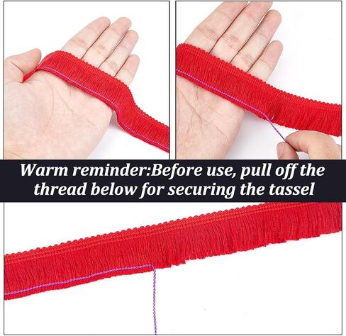 13.67 Yards Tassel Trim Sewing Accessory Red Lace Trim Ribbon 1 Inch Fabric Lace Trims Ribbon Sewing Fringe Trims for Home Decoration DIY Crafts Clothing Accessories in Saudi Arabia
