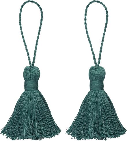 HARFINGTON Bookmark Tassels - 2Pcs 13.5cm/5.31" Soft Mini Tassel with Cord Loop for Keychain Bag Pendants Handmade DIY Crafts Accessory, Dark Green in Saudi Arabia