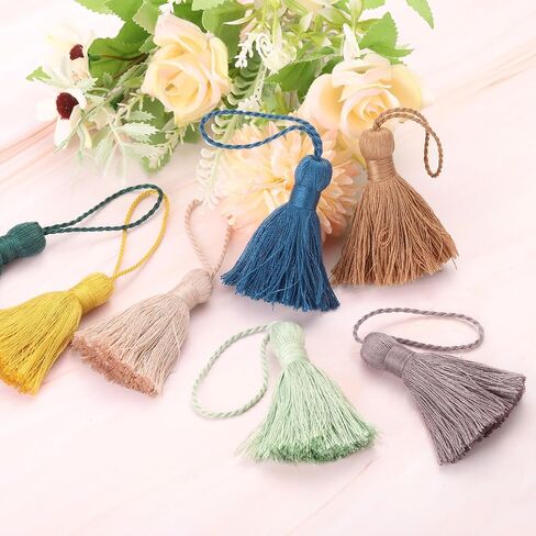 HARFINGTON Bookmark Tassels - 2Pcs 13.5cm/5.31" Soft Mini Tassel with Cord Loop for Keychain Bag Pendants Handmade DIY Crafts Accessory, Dark Green in Saudi Arabia