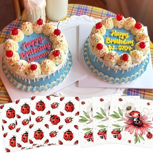 40Pcs Ladybug Disposable Paper Napkins Fancy Cute Ladybug Lunch Dinner Tableware Disposable Paper Napkin Black White Red Little Lady Beetle Flower Party Themed for Birthday Shower Party Supplies in Saudi Arabia