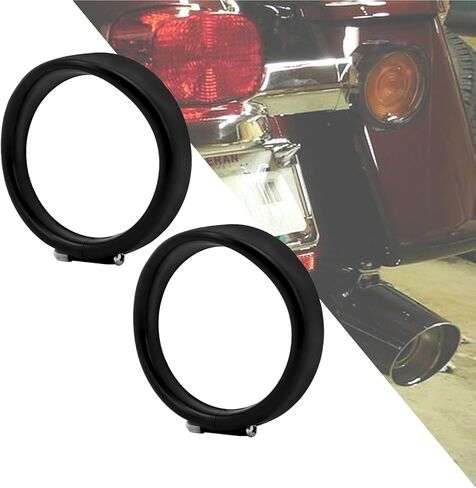 HDBUBALUS Visor Style Turn Signal Trim Ring Cover Fit for Harley Touring Electra Glide Road King Softail Black in Saudi Arabia