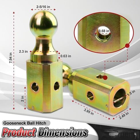 Fexhull 60618 Puck System Gooseneck Hitch Kit, 2-5/16-Inch Gooseneck Ball Fit for Dodge Ram Pickup 3500/2500/ 3500 2013-2021, 30,000 lbs GTW, 7,500 lbs. in Kuwait