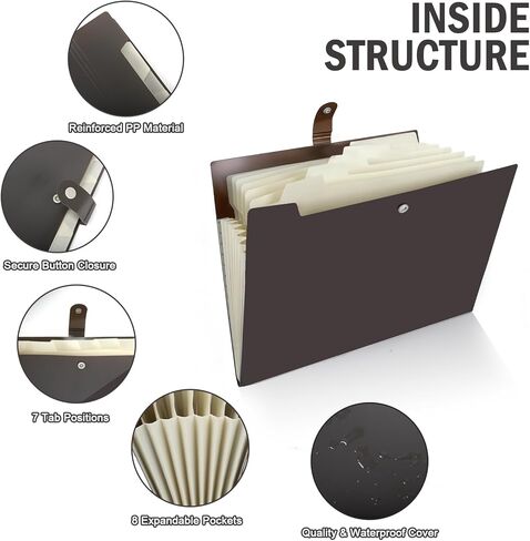 توسيع مجلد ملف المنظم، حجم الرسالة قابلة للتوسيع 8 جيوب توسيع منظم مجلدات ملف الأكورديون مع تسميات A4 منظم المستندات الورقية للوازم المكتب المنزلي والمدرسة in Kuwait