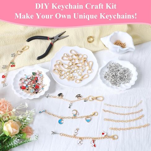 ZOYVUX 636Pcs Lip Gloss Charms Keychain Kit, DIY Bag Charm Kit with 178 Charms, 45 Keychain Hooks, 60 Extender Chains, Jump Rings and Jewelry Plier | Gifts for DIY Craft and Jewelry Making in Saudi Arabia