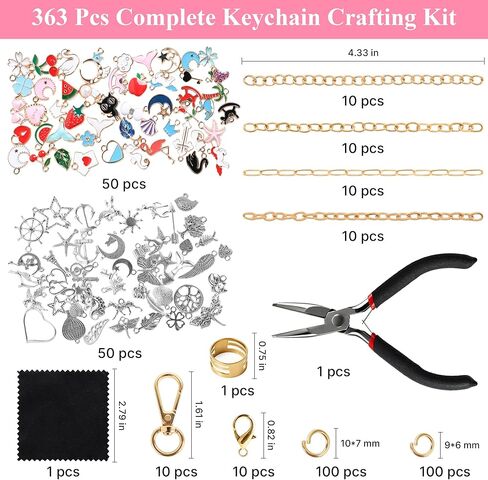 ZOYVUX 636Pcs Lip Gloss Charms Keychain Kit, DIY Bag Charm Kit with 178 Charms, 45 Keychain Hooks, 60 Extender Chains, Jump Rings and Jewelry Plier | Gifts for DIY Craft and Jewelry Making in Saudi Arabia