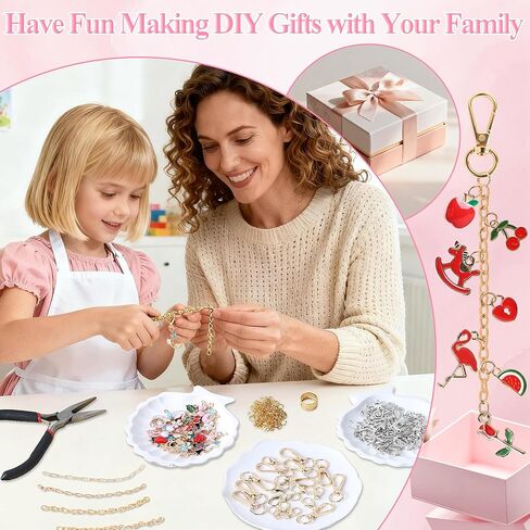 ZOYVUX 636Pcs Lip Gloss Charms Keychain Kit, DIY Bag Charm Kit with 178 Charms, 45 Keychain Hooks, 60 Extender Chains, Jump Rings and Jewelry Plier | Gifts for DIY Craft and Jewelry Making in Saudi Arabia