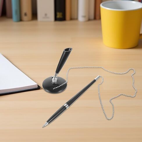 jojofuny 6pcs Secure Pen With Chain Security Pen Holder Counter With Adhesive Base For Reception Office Bank Work Hotel School Lobbies Retail Stores Home Supplies in Saudi Arabia