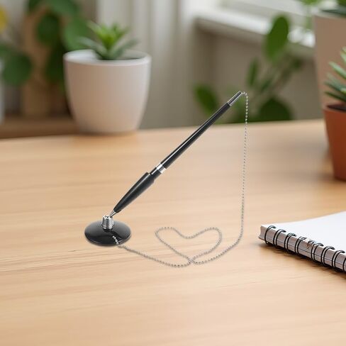 jojofuny 6pcs Secure Pen With Chain Security Pen Holder Counter With Adhesive Base For Reception Office Bank Work Hotel School Lobbies Retail Stores Home Supplies in Saudi Arabia