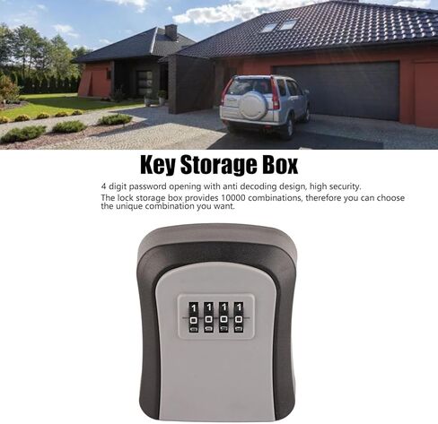 Combination Lock Box, Key Storage Lock Box with High Security, 10000 Combinations, for Indoor and Outdoor Use in Saudi Arabia