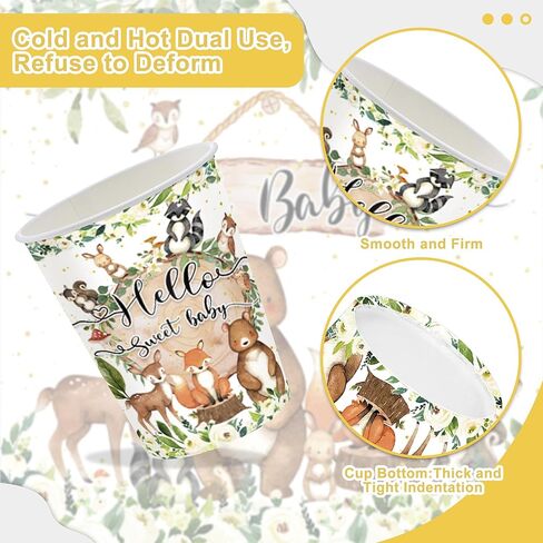 122PCS Woodland Baby Shower Party Supplies for Boys Girls Safari Jungle Wild Animal Party Decorations Nature Sage Plates Napkin Cups Forks Knives Banner Tablecloth Tableware Set for 20 Guests in Kuwait