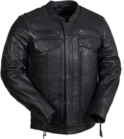 Mens Motorcycle Leather Riding Jacket | Leather Motorcycle Biker Jacket Men (2XL) in Saudi Arabia