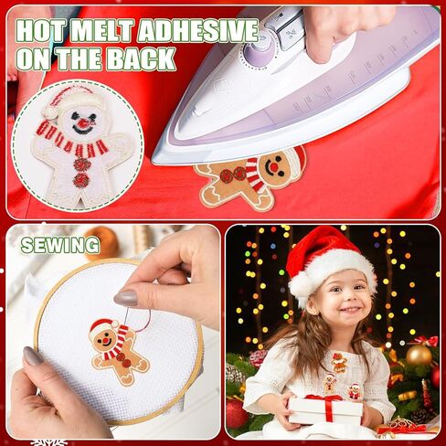 AUGSUN 18pcs Christmas Gingerbread Man Iron On Patches Embroidered Sew On Applique Repair Patch DIY Crafts for Xmas Clothing Jacket Jeans Pants Dress Backpack Hat in Saudi Arabia