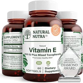Natural Nutra Vitamin E 400 IU Supplement, Promotes Skin Health, Enhance Hair and Nails Growth, Helps Heart Health, and Protects Skin Texture, 60 Soft gels in Saudi Arabia