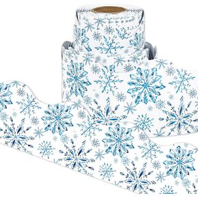 65 Ft Christmas Bulletin Board Border Winter Blue Snowflake Border Trim Self Adhesive Bulletin Board Stickers Roll for Xmas Holiday Classroom Office Chalkboard Party Decor in Kuwait