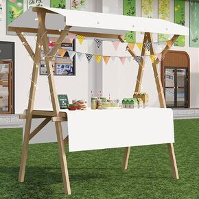 Foldable Market Stalls Display Stand with Canopy, Wooden Business Food Vendor Cart 6 Feet Tall for Street Sale Booth/Craft Show/Festivals Party Decoration(Red 1,Wide 59in) in Saudi Arabia