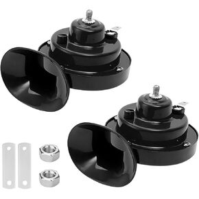 2PCS 300DB Super Loud Train Horns, 12V Waterproof Double Auto Snail Air Horn Replacement Kit, Electric Vehicle Loudspeaker Accessories, Universal for SUV Motorcycle Pickup(Black) in Saudi Arabia