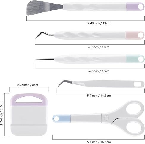 6 Piece Set Craft Vinyl Weeding Tools Set Spatula/Scissors with Cap/Piercing Tool/Weeder/Tweezers/Scraper Basic Weeding Tool Kit Perfect for Vinyl, Paper, Iron-on Projects, and More. in Saudi Arabia