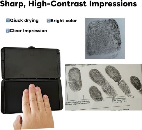 Fingerprint Ink Pad – Ultra-Black Quick-Dry Washable Ink, Flawless 10,000+ Fingerprints Crisp Impressions, Non-Toxic & Easy Cleanup – Large 6.2" Pad for Banks, Schools, Legal & Law Enforcement Use in Saudi Arabia