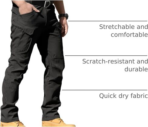 سروال تكتيكي للرجال من AUTIWITUA سروال تكتيكي مقاوم للماء مرن للتمزق سروال شحن خفيف الوزن مع جيوب متعددة (بدون حزام) in Kuwait