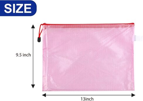 4 Pcs Zipper File Bags, Waterproof Plastic Mesh Pouch for Office, Board Game Storage Bags (A4 Size 13.4''x9.4'', Multicolored) in Saudi Arabia