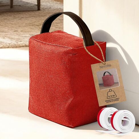 Decorative Weighted Door Stopper 5.5 lb – Heavy Non-Slip Door Weight with Handle, Soft Fabric Door Stop for Kids, Pets, Includes 2 Door Draft Stoppers for Indoor Home & Office, Charcoal Grey in Saudi Arabia