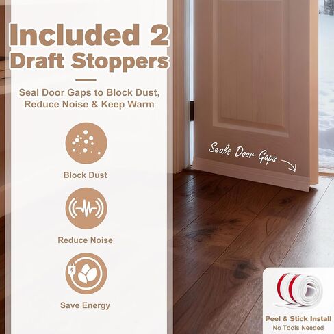 Decorative Weighted Door Stopper 5.5 lb – Heavy Non-Slip Door Weight with Handle, Soft Fabric Door Stop for Kids, Pets, Includes 2 Door Draft Stoppers for Indoor Home & Office, Charcoal Grey in Saudi Arabia