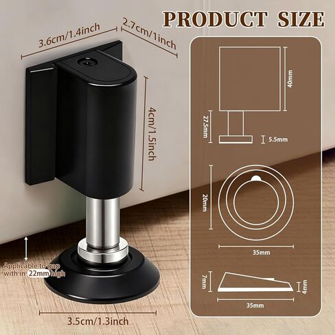 2026 New Magnetic Door Wedge Stopper No Drill Invisible Heavy Duty Zinc Alloy Door Wall Protector Wide Compatibility Bottom of Door Keep Doors Open Black Durable Easy Installation in Kuwait