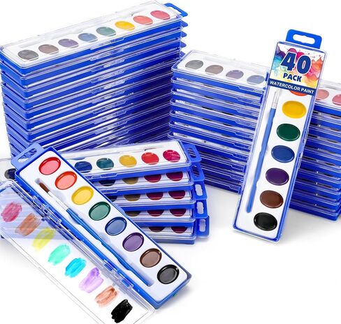 10 Pack Watercolor Paint Set, 8 Colors Water Color Paint Set for kids with Paintbrush. Washable Watercolors Paint for Parties, Birthday Party Favor, Valentine's Day Presents for kids, Classrooms and Teacher Supplies in Kuwait