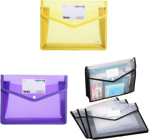 3 Pieces Plastic File Folders Envelope Expanding File Wallet Organizer Documents Folder with Snap Closure and Pocket, A5 Size Waterproof Transparent Pouch for Office Business School in Saudi Arabia