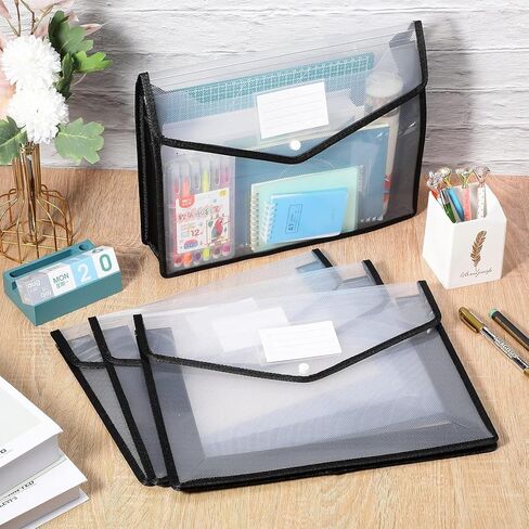 3 Pieces Plastic File Folders Envelope Expanding File Wallet Organizer Documents Folder with Snap Closure and Pocket, A5 Size Waterproof Transparent Pouch for Office Business School in Saudi Arabia