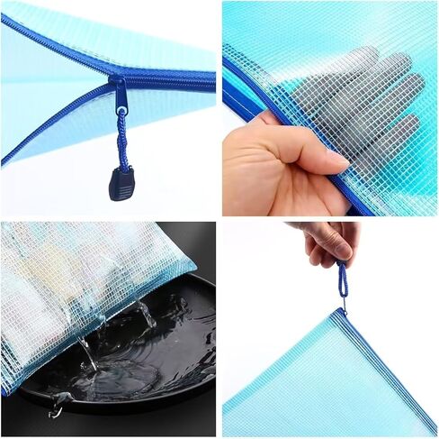 3 Pack Mesh Zipper Bags A4 Plastic Zipper File Bags for Office Travel School Supplies Home Organization Storage in Saudi Arabia