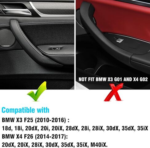 Jaronx Compatible with BMW X3 F25/X4 F26 Door Handle Covers,3PCS Door Pull Handle Covers for BMW X3 F25 2010-2016, X4 F26 2014-2017, Left and Right Side Door Handle Interior Door Pull Handle(Black) in Saudi Arabia