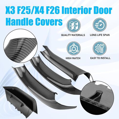 Jaronx Compatible with BMW X3 F25/X4 F26 Door Handle Covers,3PCS Door Pull Handle Covers for BMW X3 F25 2010-2016, X4 F26 2014-2017, Left and Right Side Door Handle Interior Door Pull Handle(Black) in Saudi Arabia