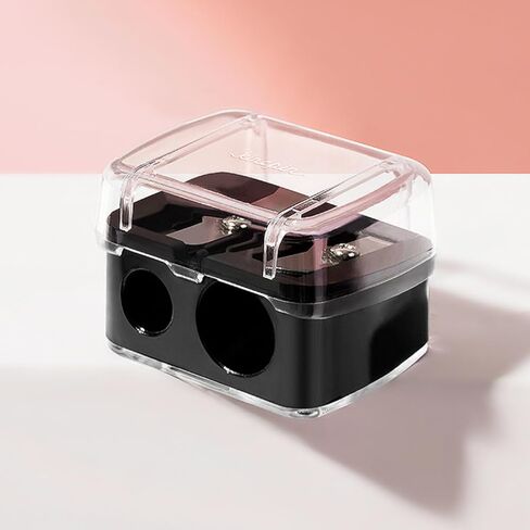 3 PCS Double Hole Cosmetic Pencil Sharpener for Lipstick Eyeliner Brow and Lip Liner Precision Tool, Black in Saudi Arabia