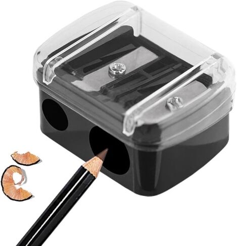 3 PCS Double Hole Cosmetic Pencil Sharpener for Lipstick Eyeliner Brow and Lip Liner Precision Tool, Black in Saudi Arabia
