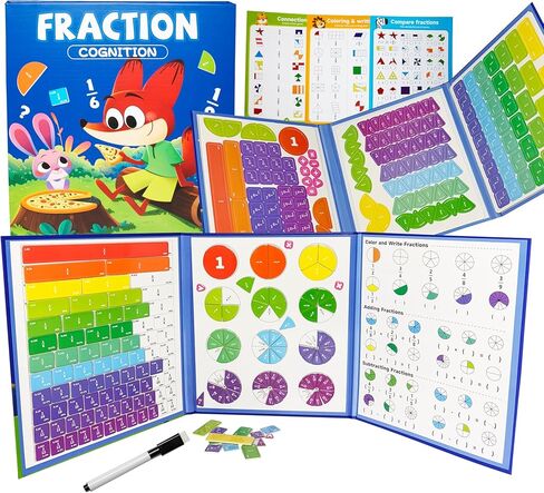 Magnetic Fraction Demonstration Book – 164CPS Magnetic Fraction Learning Tiles Montessori Manipulatives for Elementary School, Fraction Educational Puzzle for Classroom & Homeschool Toys for Kids in Saudi Arabia