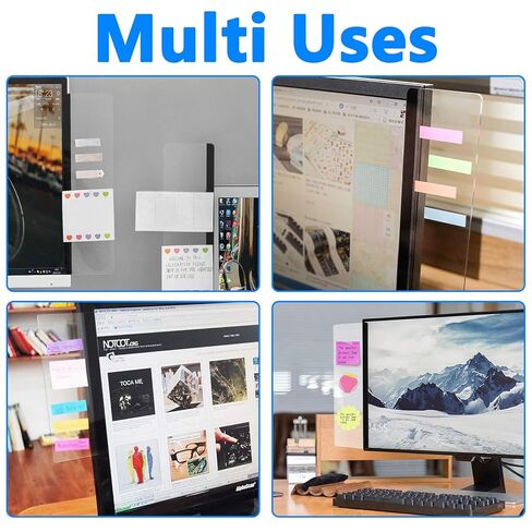 Computer Monitor Memo Board for No Edge Monitors Monitor Sticky Note Holde Home Office Desk(Transparent) in Saudi Arabia
