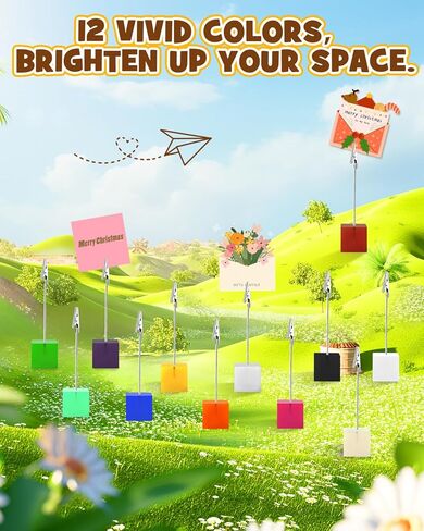 eZAKKA Table Number Holders,12 pcs Rainbow Colors Photo Clip Stand，Place Card Holders for Table ，Picture Holders for Memo Menu Note，Memory Photo，Table Number Stands for Office Home Wedding Christmas in Kuwait