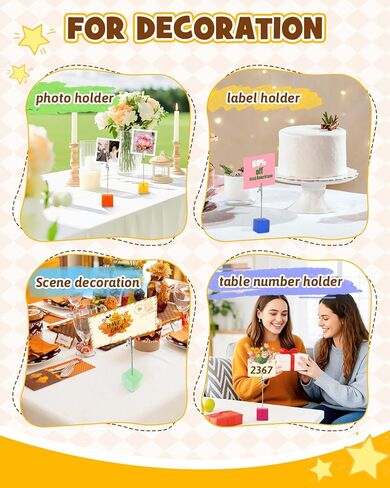 eZAKKA Table Number Holders,12 pcs Rainbow Colors Photo Clip Stand，Place Card Holders for Table ，Picture Holders for Memo Menu Note，Memory Photo，Table Number Stands for Office Home Wedding Christmas in Kuwait