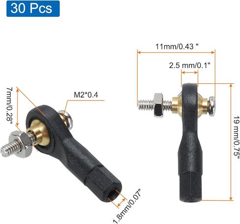 uxcell M2xL19mm Ball Rods End Head Ball Joint Buckle Steering Connecting Tie for RC Model with Screw and Nut 30Pcs in Saudi Arabia