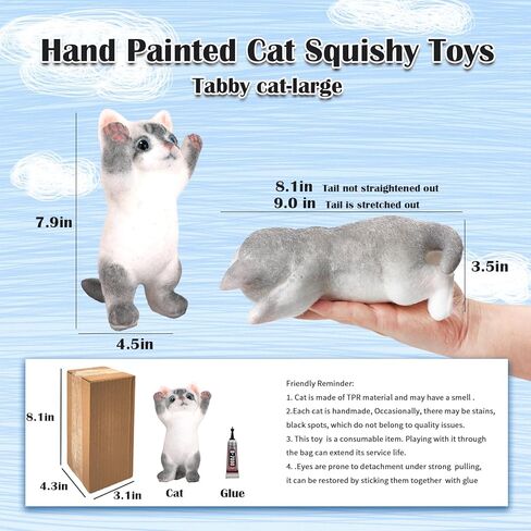 Hand Painted Cat Squishy Toys，Large Ultra Soft Kitty Squeeze Fidget Toy for Stress Relief ,Kawaii Squishies Sticky Animal Toy for Adults Kids,Decompression Sensory Balls for Autism in Saudi Arabia