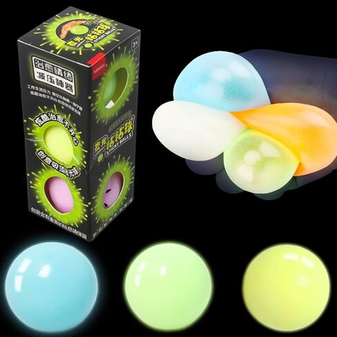6pcs 2.4in Lumi Balls,Dream Balls,Glow in The Dark Sticky Ball That Stick to The Ceiling,Elevated Stress Balls for Kids and Adults,Stocking Stuffers,ASMR Cool Stuff for Teens in Kuwait