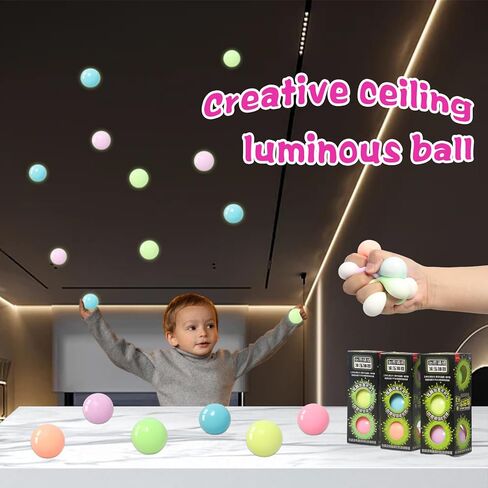 6pcs 2.4in Lumi Balls,Dream Balls,Glow in The Dark Sticky Ball That Stick to The Ceiling,Elevated Stress Balls for Kids and Adults,Stocking Stuffers,ASMR Cool Stuff for Teens in Kuwait
